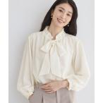 ショッピングリボン ブラウス シャツ 「通勤・セレモニー」ギャザーリボンタイブラウス レディース