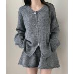 ワンピース 2点セット ダブルジップニット＆ミニニットスカート セットアップ