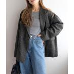 ジャケット テーラードジャケット ウールタッチグレンチェックジャケット レディース