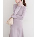 ワンピース 袖口レースニットワンピース