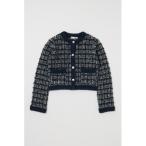 ショッピングネイビー ジャケット ノーカラージャケット COMPACT KNIT TWEED ジャケット レディース