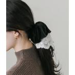 ショッピングシュシュ シュシュ ベロアレースリバーシブルボリュームシュシュ