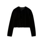 カーディガン くるみ釦コンパクトベロアカーディガン レディース