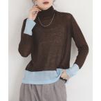ニット セーター EGLANTINE 配色薄手タートルネックニット レディース