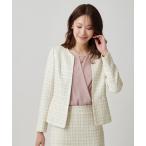 ショッピングセットアップ ジャケット ノーカラージャケット 「日本製／セットアップ可」ファンシーツィードのノーカラージャケット レディース