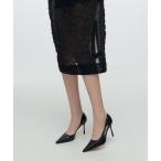 パンプス レザーバックルディテール　ポインテッドトゥスティレットパンプス