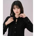 ブラウス シャツ スリットネックベロアシャツ｜ウォッシャブル/セットアップ/オケージョン/細見え レディース