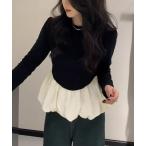 ショッピングバルーン tシャツ 裾バルーン配色トップス レディース