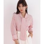 ショッピングタイ ブラウス シャツ ストライプタイネックシャツ レディース