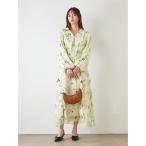 ワンピース ウエストシャーリングプリントワンピース