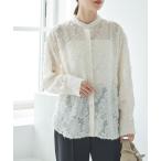 ショッピングバンド ブラウス シャツ カットジャガードバンドカラーシャツ レディース