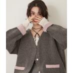 カーディガン 「WEB限定」「nane」Wフェイス配色カーディガン レディース