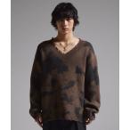 ショッピングダメージ セーター ニット 「GRANCY」Spray Damaged V-neck Wool Knit / スプレーダメージVネックウールニット メンズ レデ