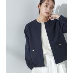 ショッピングnano 「NANO universe」 ノーカラージャケット M ダークネイビー レディース