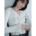 ショッピングカーデ カーディガン フリルレースコンビニットカーデ レディース