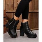 ブーツ サイド ジップ レースアップ ショート丈 ブーツ レディース