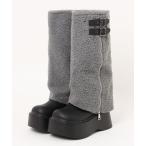 ブーツ ダブル ベルト ボア カバー付き ブーツ レディース