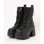 ブーツ レザー調 レースアップ 厚底 ヒール ショート ブーツ レディース