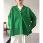 カーディガン 刺繍入りビッグカーディガン レディース