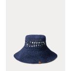 帽子 ハット オープンワークド クロシェイド ストロー サン ハット レディース