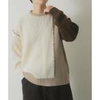 ショッピングブランケット セーター ニット ブランケットステッチ パッチワークニット メンズ