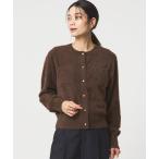 ショッピングボタン カーディガン フラッフ フェザーヤーン ゴールドカラーボタン ニット カーディガン レディース