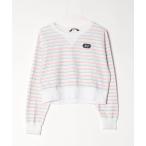 「Abercrombie&Fitch」 ボーダー柄スウェットカットソー S ホワイト レディース