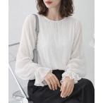 ブラウス シャツ マジョリカプリーツシアーシャーリングキャンディー袖ブラウス レディース