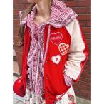 ショッピングスタジャン スタジャン ハートワッペン使いベロアブルゾン レディース
