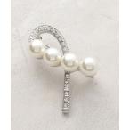 ブローチ フェイクパール カーブラインブローチ レディース