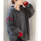 ニット セーター 「ZOZO限定アイテム」畦編配色レイヤードヘンリーパーカー レディース