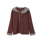 ショッピングフリル tシャツ ギンガムチェックフリル襟使いカットソー レディース