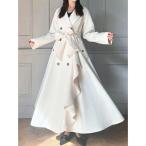 トレンチコート コート カスケードフレアロングコート レディース