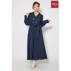 ワンピース 「POLO BCS」オープンカラーフレアワンピース 秋服 冬服