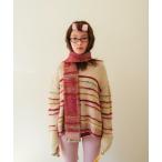 マフラー ストール フレットボーダーニットマフラー レディース