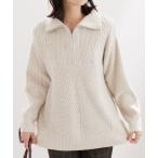 ショッピングチュニック チュニック ハーフジップ使い編地切替ニットチュニック