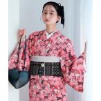 ショッピング着物 着物 ファブリック着物 単衣 ニコアンティーク ドッグ・エキスポ ロゼ レディース