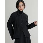 ショッピングリエディ ジャケット ノーカラージャケット スカーフ付きウールライクノーカラージャケット レディース