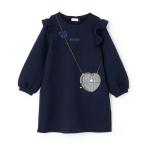 「mezzo piano」 「KIDS」長袖ワンピース 120cm ネイビー キッズ