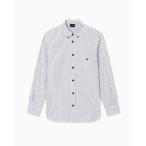 ショッピングアルマーニ シャツ 「エンポリオ アルマーニ」ボタンダウンシャツ 糸染めファブリック ストライプ メンズ