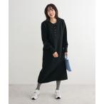 ショッピングニットワンピース ワンピース 金釦ポロシャツニットワンピース
