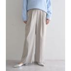 パンツ 裏起毛サテンリラックスパンツ レディース