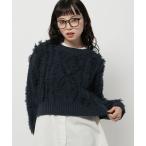 ニット セーター ケーブルフリンジニットプルオーバー レディース