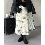 スカート サテンドットバイアススカート