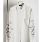 ショッピング薔薇 シャツ NAIVE MAGIC ナチュラルストレッチ ルーズサイズ 袖 薔薇刺繍 長袖シャツ メンズ レディース