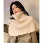 ネックウォーマー スヌード ボタン留めリブニットネックウォーマー/スヌード レディース