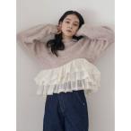 ショッピングフリル ニット セーター フリルドッキングペプラムニットプルオーバー レディース