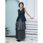 ワンピース ティアードスカートドッキングベストワンピース