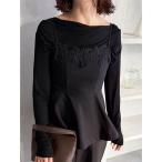 キャミソール レースネックペプラムキャミソール