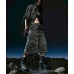 ジーンズ 「RICH」Knight Wide Waxed Short Pants / 「リッチ」デザインデニムダメージハーフパンツ メンズ レディース